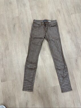 Level 99 Brown Houndstooth Skinny Jeans